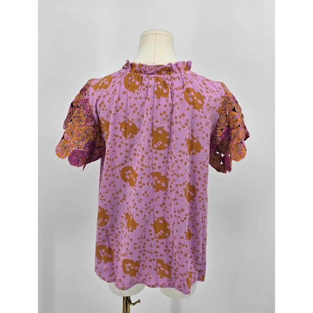 Thml Boho Cottagecore Retro Patchwork Ruffle-Neck… - image 3